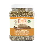 Pride Of India - Triple Omega Superseed Mix - Protein, Fiber, Calcium, Iron, Omega-3, Omega-6, Thiamin Rich Superfood w/Chia Flax & Sesame Seeds, 1.25 Pound (567 gm) Jar