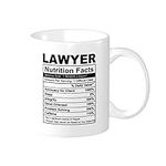 Wisedeal Lawyer Attorney Nutritional Facts Funny Coffee Mug, Christmas Gifts for Lawyers Friend Coworkers Inspirational and Motivational 11 Ounces White Ceramic Teacup