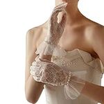 Yuarmi Women's Lace Elegant Short Gloves,Ladies Floral Courtesy Lace Gloves, Vintage Mesh Courtesy Gloves for Wedding Party,Prom Dinner Parties Opera Parties(1 Pair)