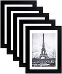 Haobase 5x7 Picture Frame Set of 5, Display Pictures 4x6 with Mat or 5x7 Without Mat for Wall Mounting or Table Top Display, Black