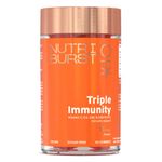 Nutriburst Triple Immunity - Liposomal Vitamin C (100mg), D3 (20µg), Zinc (7.5mg) + Elderberry Extract - Immune & Wellbeing Support - Vegan, Sugar Free Supplement - 60 Berry Gummies - 1 Month Supply
