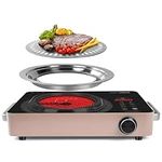 SizzleCook Single Burner Electric Cooktop 2000W Portable Stove Top Electric Burners for Cooking 110V Infrared Cooktop with Ceramic Glass, Child Safety Lock, Timer, Overheat Protection