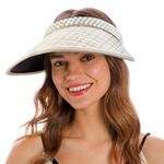 PALAY® Sun Hats for Women Wide Brim Visor Beach Hat for Women Summer Hats for Women Fashion Embroidery Pearl Rhinestone Ladies Sport Cap UV Protection Hat - Ajustable