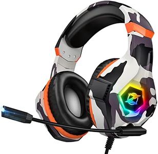 Ozeino Gaming Headset for Ps4 Ps5 PC, Xbox Headset with 7.1 Surround Sound, Gaming Headphones with Noise Cancelling Flexible Mic RGB Light Memory Earmuffs for Xbox Series X/S, Switch