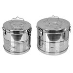 Reviti® by Hospiclub Dressing Drum/Autoclave Drum 11x9 and 9x9 Heavy Duty Stainless steel combo of 2