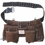 BOLTWORK Leather Tool Pouch Nail Pouch PRO Heavy Bag Organizer Hands Tools with Adjustable Waist Nylon Belt Metal Buckle to fit Small to XXL Waist Size, 1% of Sale Value Will be Donated to Hospital