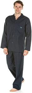 Undercover Mens Haigman Easy Care Woven Cotton Rich Printed Long Sleeve Traditional Tailored Pyjamas Nightwear, Navy Dots, M