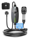 EVDANCE EV Charger Type 2 UK 3 Pin 32.8ft/10m [6/8/10/13A] Portable Electric Car Charger for EV & PHEV, Adjustable Current EV Charger, IP66 Type 2 Charging Cable for Home & Travel, Black