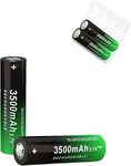 3.7 Volt Rechargeable Battery, 2 Pack 3500Mah Battery High Power Lasting Long for Headlamp, LED Flashlight, Solar Light, Electronic Devices etc