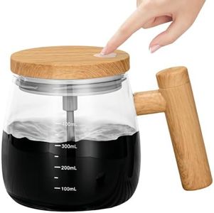 Litinliv Self Stirring Mug, Battery Powered 400ml Electric Mixing Cup with Lid & Handle, 7000rpm High Speed Automatic Self Stirring Coffee Mug Glass for Coffee, Milk, Protein Powder, Home, Office