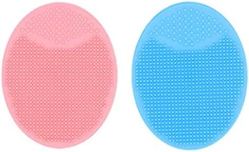 2 Pack Soft Silicone Face Cleansing Pad, Facial Cleanser and Massager Brush, Manual Facial cleaning, Face Exfoliator Blackheads Acne Cradle Cap Pore Pad for All Kinds of Skins (Pink & Blue)