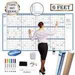 Large Dry Erase Wall Calendar - 38" x 72" - Undated Blank 2024 Reusable Yearly Calendar - Giant Whiteboard Annual Poster - Laminated Office Jumbo 12 Month Calendar