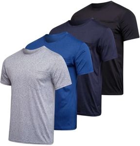 Big and Tall King Size Mens Quick Dry Dri Fit Active Wear Workout Running Training Athletic Performance Short Sleeve Crew Pocket T-Shirt Undershirt Essentials Top Tee ropa Hombre- Set 7, 5X