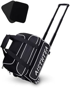 Aisthtea 2 Ball Bowling Bag with Wheels, Bowling Bags 2 Ball Roller - 1680D Reinforced Oxford, Bowling Ball Bag with Separate Shoe Compartment & Retractable Handle Extends to 40'' (Black and White)