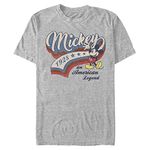 Disney Mickey Classic-Baseball Americana Organic Short Sleeve T-Shirt, Melange Grey, S