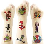 PAGASUS 100 Spidey and His Amazing Friends Temporary Tattoos Spider Tattoos Super Hero Sticker Waterproof Birthday Party Supplies Favors 6 Sheets