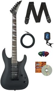 Jackson Dinky Arch Top JS22 DKA Electric Guitar - Satin Black Bundle with Cable, Tuner, Strap, Picks, and Austin Bazaar Instructional DVD