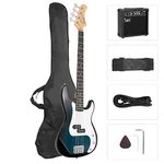 GLARRY Full Size Electric Bass Guitar Beginner Kit 4 String Exquisite Basswood Bass with 20W AMP, Cable, Strap, Bag and Accessories (Black)