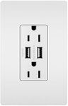 Legrand - Pass & Seymour TM826USBWPWCCV4 Radiant Charger Duplex Tamper-Resistant 15A Power Smartphones & Tablets + Matching Screwless Wall Plate, White USB Charging Outlet