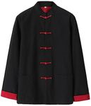 ZooBoo Mens Martial Arts Kung Fu Jacket Tang Suit, Black+red, X-Large