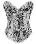 Alivila.Y Fashion Womens Vintage Floral Denim Overbust Corset Bustier Top, Grey Short Torso, 5X-Large