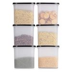 Cutting EDGE Anti Microbial Seal, Anti Bacterial Protection Storage Containers Set Oval, Modular Kitchen, for Flour, Cereals, Snacks, Stackable, BPA Free, Modular, 1800ml, Set of 6, Black