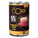 Wellness CORE 95% Chicken & Duck, Wet Dog Food, Grain Free Wet Dog Food, High Meat Content, Chicken & Duck, 6 x 400 g