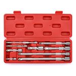 MIXPOWER 9-Piece Extension Bar Set, 1/4", 3/8" and 1/2" Drive Socket Extension Bar, CR-V, Mirror Finish, 9 Pieces Extension Set