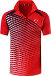 jeansian Men's Short Sleeve Polo T-Shirts Wicking Breathable Running Training Sports Tee Tops LSL243 Red M