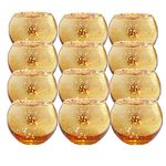 GBATERI 12 Pack Speckled Gold Votive Candle Holders,Round Mercury Glass Tealight Candle Holders 2" H for Home, Parties, and Wedding Decor(Gold)-Tea Light Candles not Included