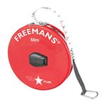 FREEMANS Goldstar Plus 50m:13mm Fibreglass Measuring Tape- 50m/165ft Multicolor || Case Reinforced With Stainless Steel Band || Durable Winding Mechanism Handle and Stainless Steel Mouth with End Hook