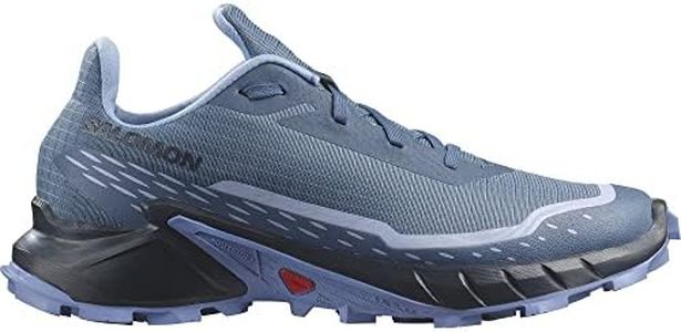 Salomon Women's Alphacross 5 Hiking Shoe, Bering Sea/Carbon/Blue Heron, 8