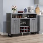 DWVO Wine Bar Cabinet, 47" Coffee Bar Cabinet for Liquor and Glasses, Modern Sideboard Buffet Cabinet with Storage for 300 lbs Capacity, Liquor Cabinet for Home & Living Room, Grey