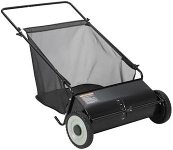 GarveeTech 61cm Push Lawn Sweeper with 100L Collection Bag – Garden Sweeper with 4 Fast Spinning Brushes, Height-Adjustable & Silent Push-Along for Driveway, Patio, Lawn & Artificial Grass – Black