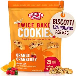 Cooper Street Twice Baked Mini Biscotti Italian Style Cookies - 1.25 Pound of Orange Cranberry Gourmet Cookies Ideal With Coffee Or Tea | Peanut and Dairy Free Low Sodium Breakfast or On-The-Go Snack