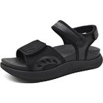 ONCAI Walking Sandals Womens,Arch Support Hiking Sandals with Orthotic Outdoor Footbed for Plantar Fasciitis,Water Athletic Platform Sandalias Mujer with 3 Adjustable Strap Black Size 5.5