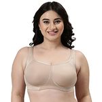 Enamor Non-Wired Racerback Strap Non Padded Womens Minimiser Bra (Tan, 38C)