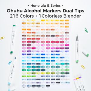 Ohuhu 216-Color Brush Markers Set – Dual Tips for Artists