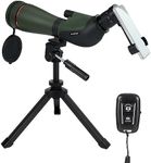 Svbony SA412 Spotting Scopes 20-60x80mm, HD FMC Range Spotter Scope with 1.25” Eyepiece, with SV146 Adjustable Desktop Tripod Phone Adapter Wireless Controller，for Target Shooting Hunting