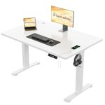 Flamaker Electric Standing Desk 120x80cm,72-118cm Height Adjustable Desk with Cable Managemnt Tray, Sit Stand Memorry Office Desk with Headphone Hook, White