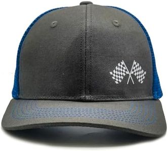 Jumsky Racing Hats for Men,Racing Baseball Caps, Gift for Race Car Fans, Adjustable Flag Trucker Hat Blue