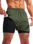 Pudolla Men’s 2 in 1 Running Shorts