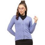 Monte Carlo Lilac Mix Self Design V Neck Cardigan