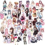 Cute Anime Girl Stickers Bundle 50 Stickers Height 2-3 Inch Vinyl Stickers Anime Stickers for Laptop, Mobile, Gadgets, Notebooks, Furniture