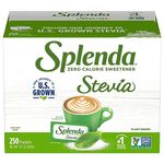 SPLENDA Stevia Sweetener Packets, Zero Calorie Stevia Sweetener. 100% Natural, Nothing Artificial, Best Tasting Stevia, No Bitter Aftertaste. The Taste of Sugar Without The Calories (250ct)