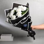 FlowerAura Fresh Live Flower Bouquet of 10 White Carnations Flowers For Birthday Gift, Anniversary Gift, Wedding Gift, Congratulations Gift & Gift For Special Occasions (Same Day Delivery)