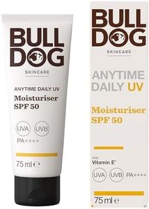 BULLDOG SKINCARE Anytime Daily UV Moisturiser SPF 50 For Men 75 ml, Safflower Seed Extract, Protects & Hydrates Skin, Suitable For All Skins