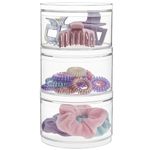 STORi Bella 3-piece Stackable Clear Plastic Container Set | Round Vanity Storage Organizers with Lids for Hair Accessories & Beauty Supplies | Made in USA