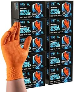 nitroshield 9mil Heavy Duty Disposable Nitrile Gloves,Orange Large 800Pcs -Chemical Resistant, Latex Powder Free Rubber Gloves Diamond Texture for Automotive, Mechanics, Cooking,BBQ, Industrial Use
