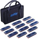 East top Harmonica set, Blues Diatonic Harmonica set of 12, 10 Holes Blues Harp Mouth Organ Set of 12 Keys Harmonica for Adults, Beginners, Professionals and Kids, As Best Birthday Gift(12)